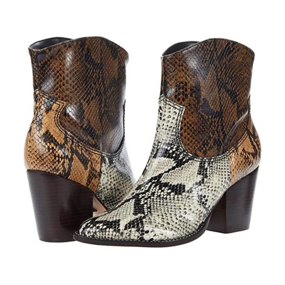 Schutz NEW Haven Leather Snakeskin Print Cowboy Boots - Picture 3 of 12